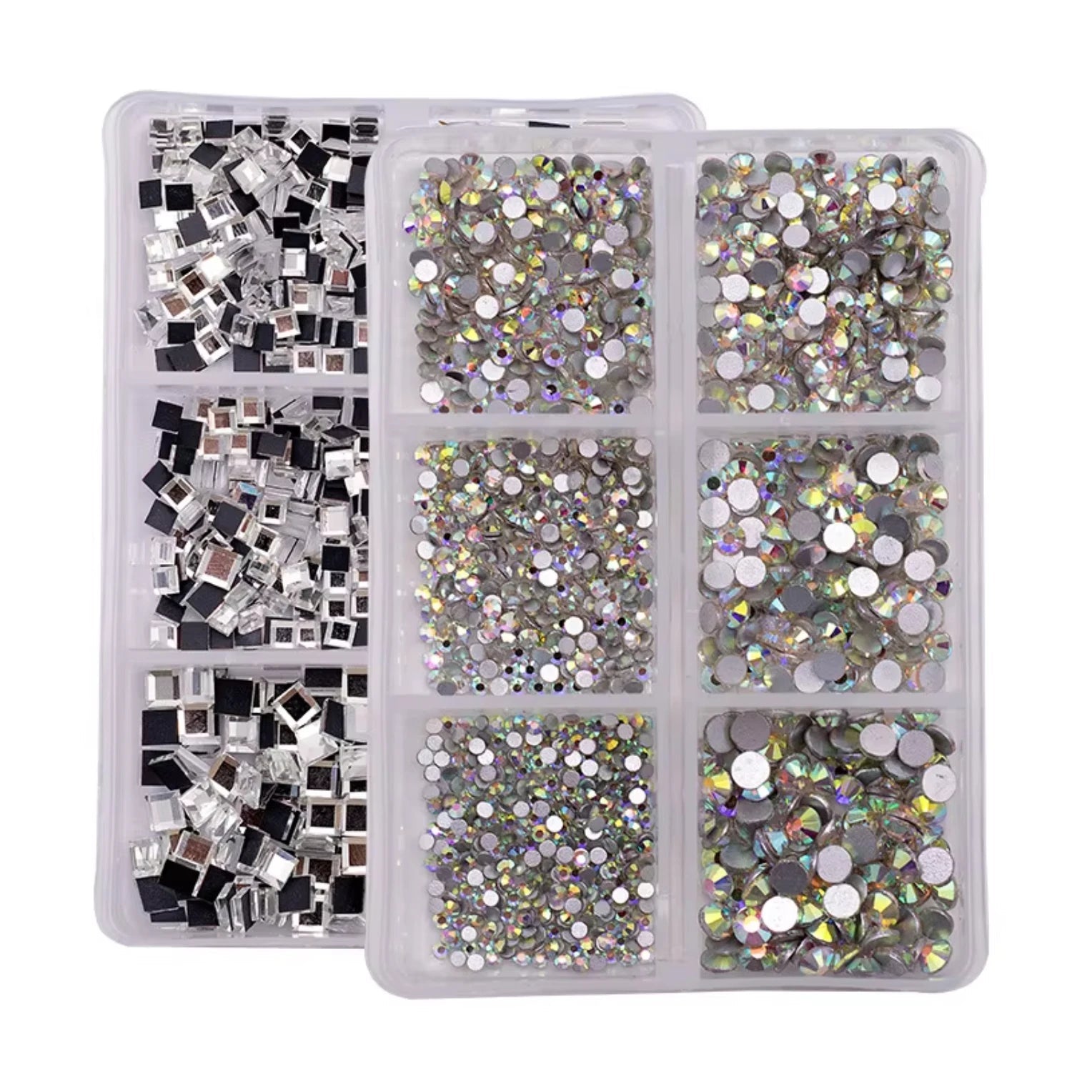 Wholesale 6 Grid Nail Rhinestones Kit Round Crystals Multi Shapes Glass Nail Rhinestones And Nail Charm - Paola Center