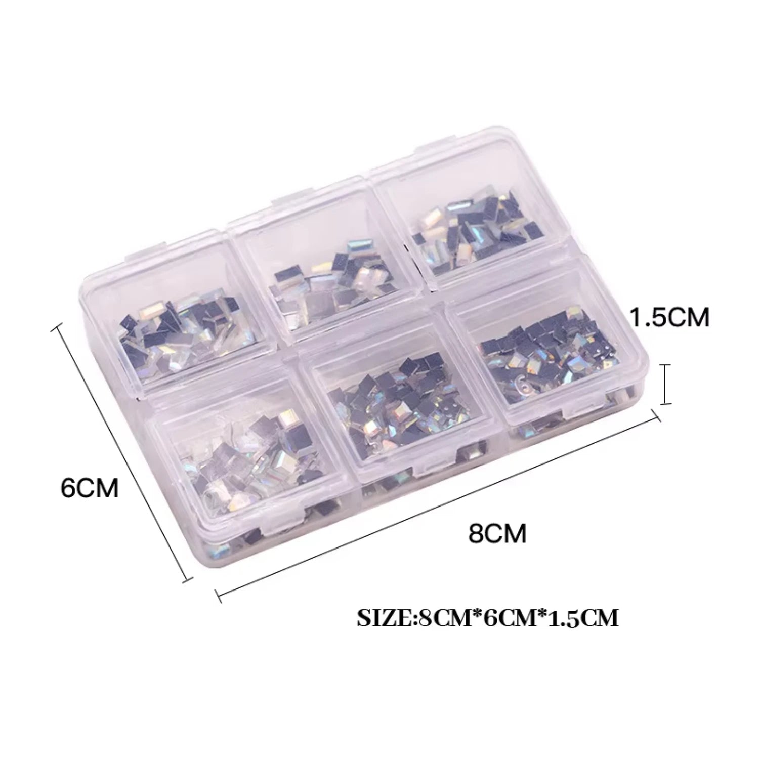 Wholesale 6 Grid Nail Rhinestones Kit Round Crystals Multi Shapes Glass Nail Rhinestones And Nail Charm - Paola Center