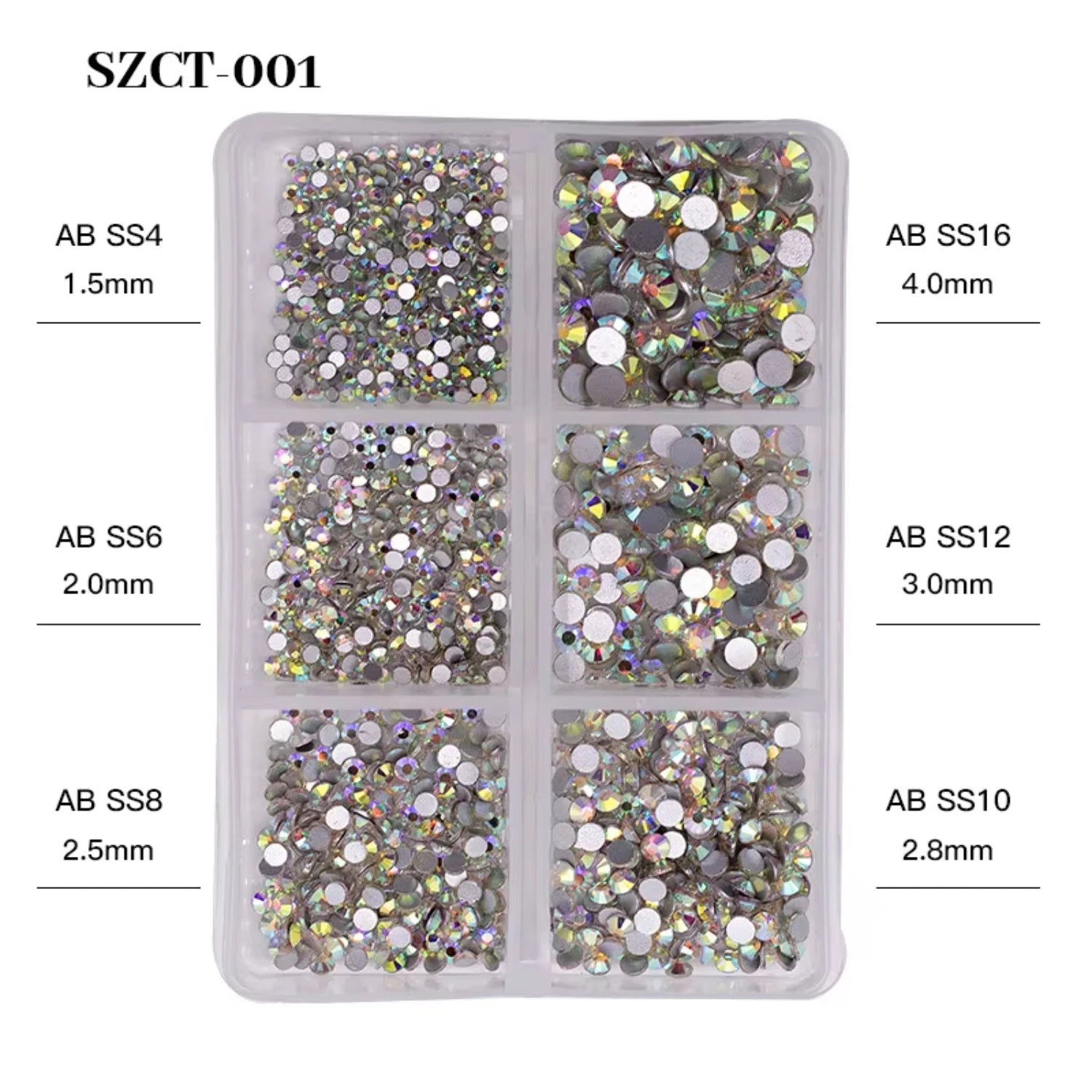 Wholesale 6 Grid Nail Rhinestones Kit Round Crystals Multi Shapes Glass Nail Rhinestones And Nail Charm - Paola Center