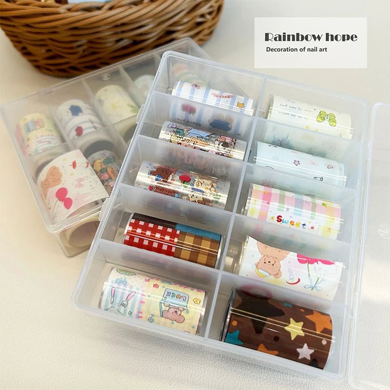 10pcs Charm Nail Foils Adhesive Decals Transfer Paper Stickers Nail Art Decorations Wraps Lids Set of 10 Nail Art Accessories - Paola Center