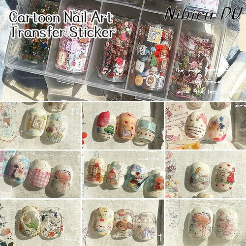 10pcs Charm Nail Foils Adhesive Decals Transfer Paper Stickers Nail Art Decorations Wraps Lids Set of 10 Nail Art Accessories - Paola Center