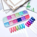 12 Grid Aurora Mermaid Unicorn Pearl Shimmer Mirror AB Chrome Effect Nail Powder - Paola Center