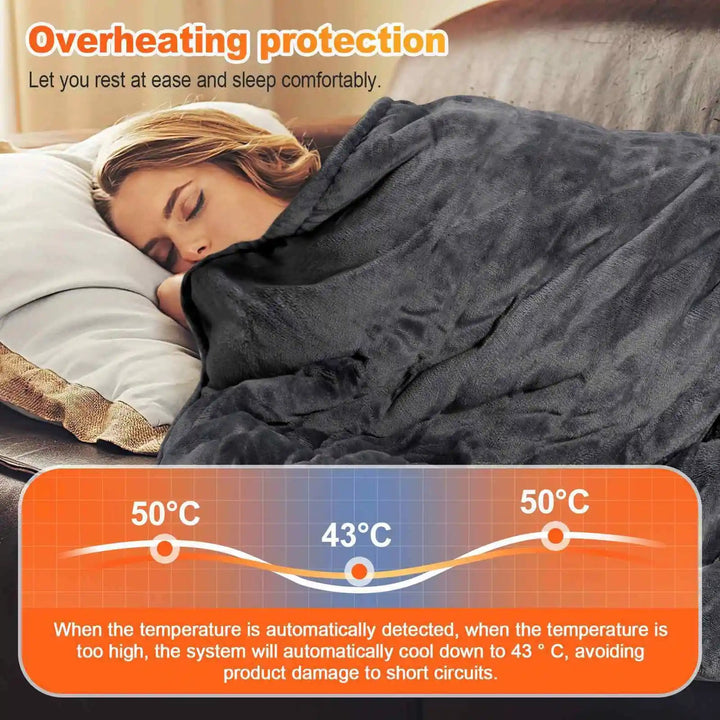 130*150CM Electric Heating Blanket 6 Gears Temperature Control Flannel Heated Blanket for Bed Sofa Winte Warm Home Use Blanket - Verschic Paris