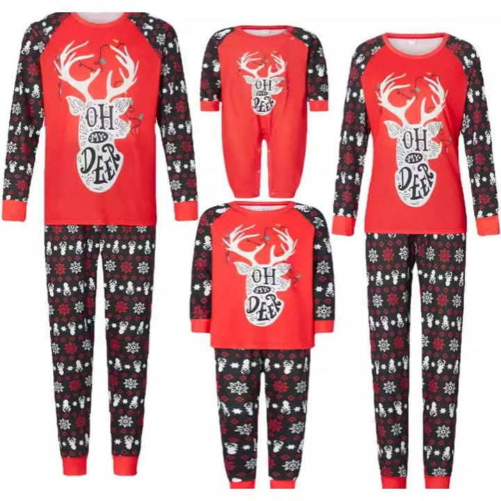 2024 Xmas Gift for Family Mother Daughter Father Son Matching Christmas Outfits Baby Dog Romper Deer Print Pajamas Holiday Wear - Verschic Paris