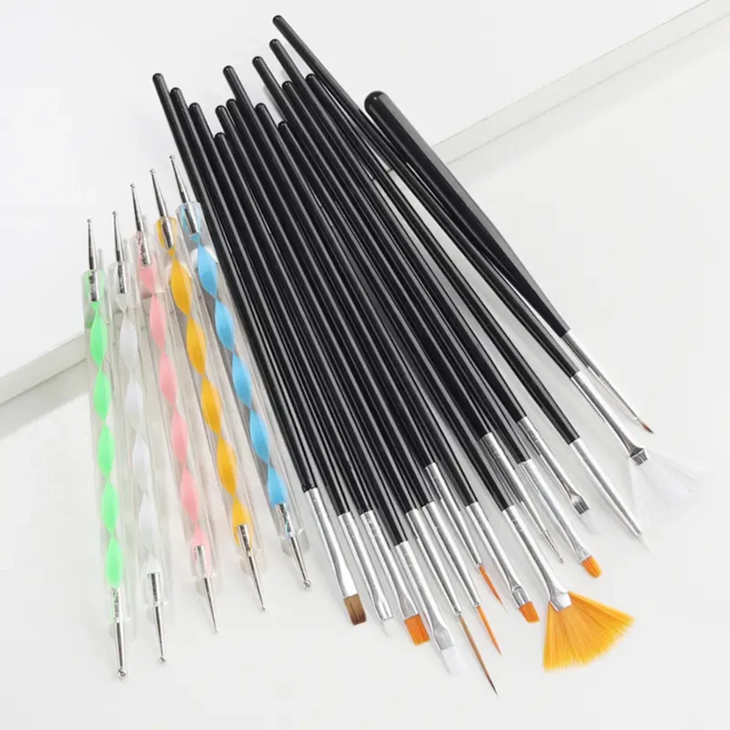 20Pcs Pro Nail Art Drawing Dotting Polish Makeup Pen Brushes Set Manicure Tool - Blending Foundation Powder Blush Concealers Hig - Paola Center