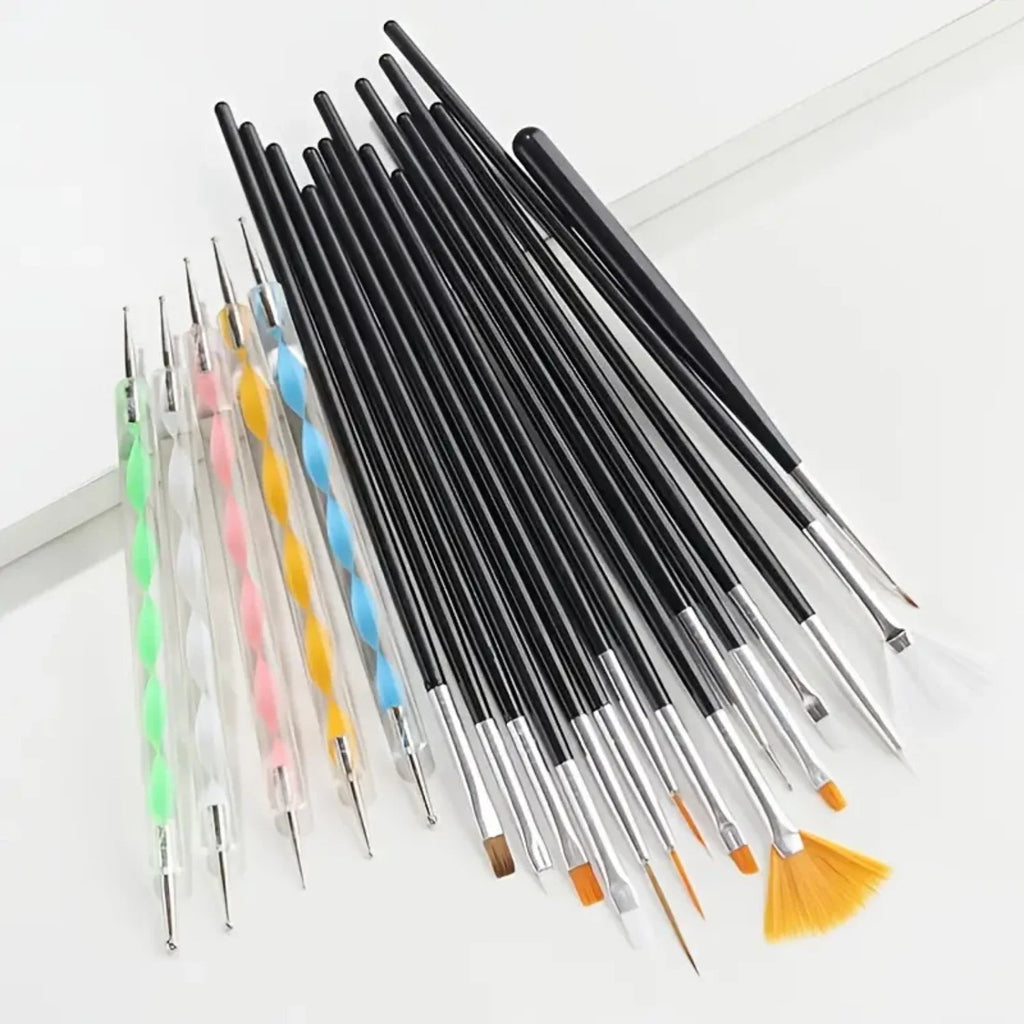 20Pcs Pro Nail Art Drawing Dotting Polish Makeup Pen Brushes Set Manicure Tool - Blending Foundation Powder Blush Concealers Hig - Paola Center
