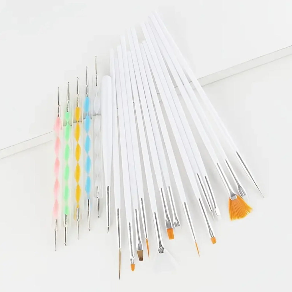 20Pcs Pro Nail Art Drawing Dotting Polish Makeup Pen Brushes Set Manicure Tool - Blending Foundation Powder Blush Concealers Hig - Paola Center