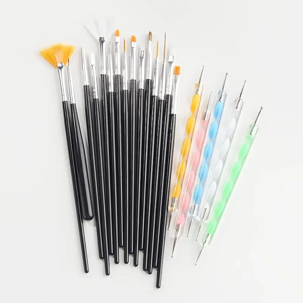20Pcs Pro Nail Art Drawing Dotting Polish Makeup Pen Brushes Set Manicure Tool - Blending Foundation Powder Blush Concealers Hig - Paola Center