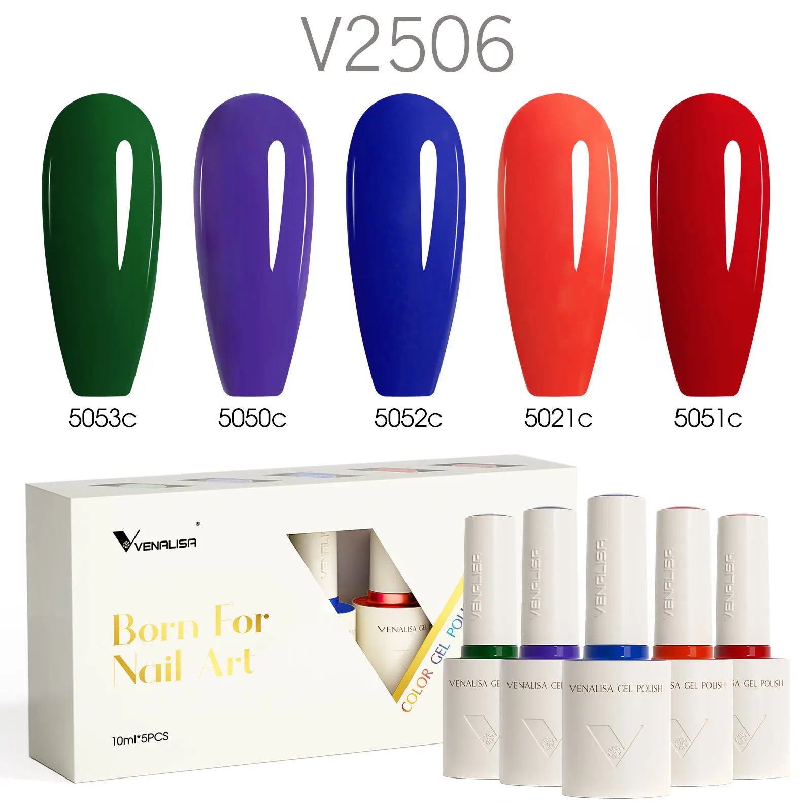 2/3/5pcs Kit Venalisa 10ml Color Nail Gel Polish Kit Hema Free Ultra Glossy Diamond Tempered Top Coat Round Shape Brush Varnish - Paola Center