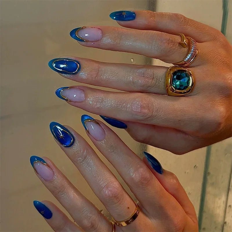 24Pcs False Nails Spicy Girl Silver Bow with Diamond Fake Nails with Glue Almond Press on Nails Black Cool Y2k Almond Nail Set - Paola Center