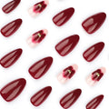 24PCS Women's Nail Set Almond Shaped Medium Long Solid Color Flower Gold Powder Design for Women/girls' Nails - Paola Center