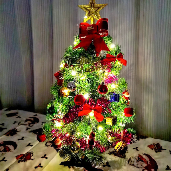 30/45/60cm Tabletop Christmas Tree Artificial Mini Christmas Pine with Decorative Pendants DIY Assembly Xmas Tree Party Decors - Verschic Paris