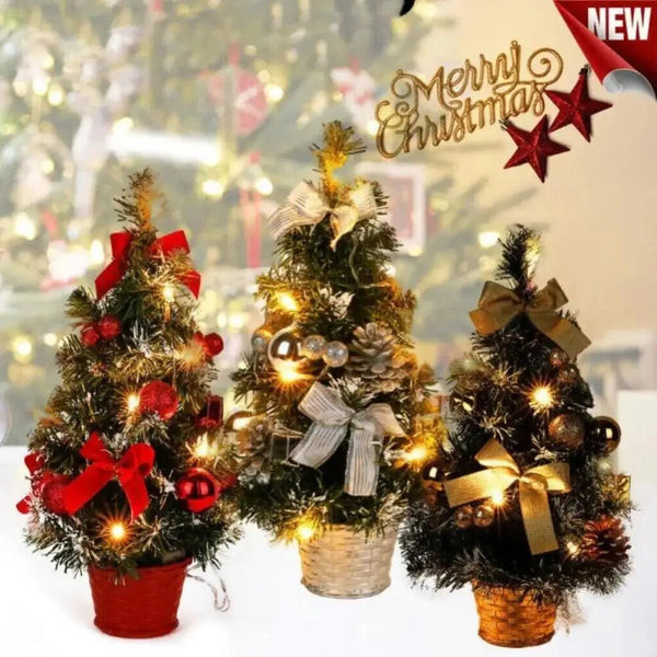 40cm Artifitial Christmas Trees with Light String Christmas 2025 Decorations New Year Navidad Home Office Desktop Party Ornament - Verschic Paris