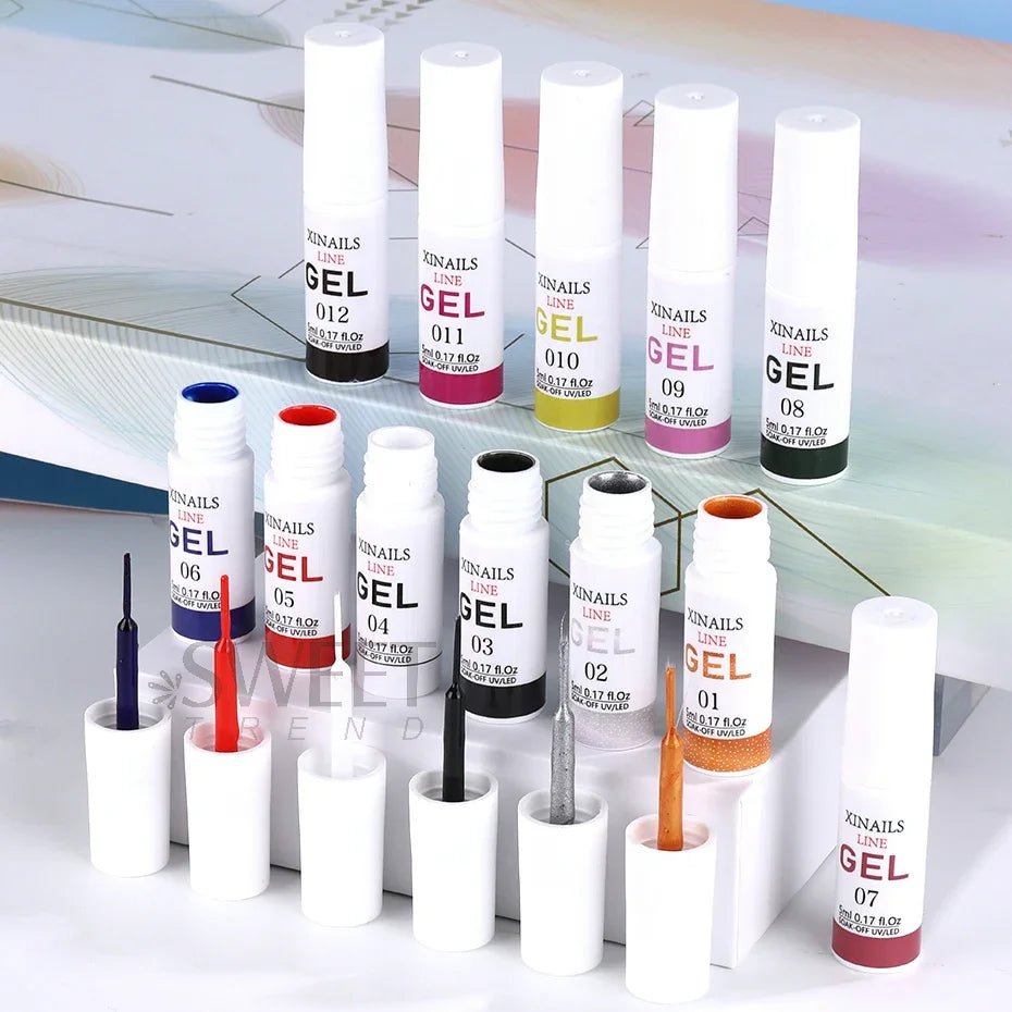 5ml Liner Gel Nail Polish Wire Silk Pen With Brush Black White Semi Permanent Painting Graffiti Tools Drawing Manicure Varnishes - Paola Center
