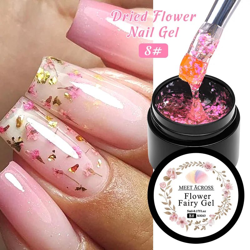5ml Pink Dried Flower Nail Gel Polish Semi Permanent Natural Flower Fairy Nail Art Gel Soak Off UV Painting Varnishes For Nails - Paola Center