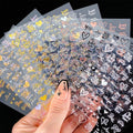 6pcs/set High Gloss Reflective Nail Sticker Gold Silver Aurora Wave Lines 3D Self - Adhesive Nail Art Decal Design Manicure Tool - Paola Center