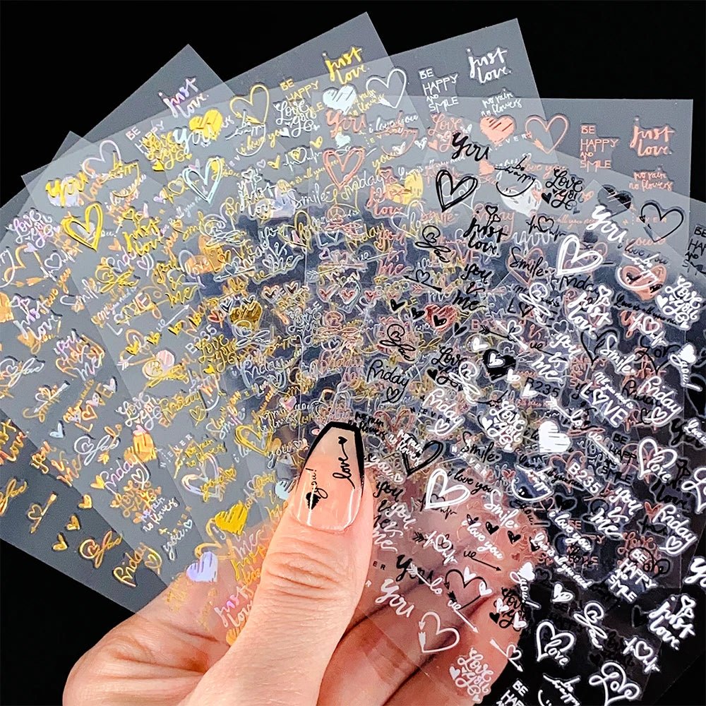 6pcs/set High Gloss Reflective Nail Sticker Gold Silver Aurora Wave Lines 3D Self - Adhesive Nail Art Decal Design Manicure Tool - Paola Center