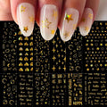 6pcs/set High Gloss Reflective Nail Sticker Gold Silver Aurora Wave Lines 3D Self - Adhesive Nail Art Decal Design Manicure Tool - Paola Center