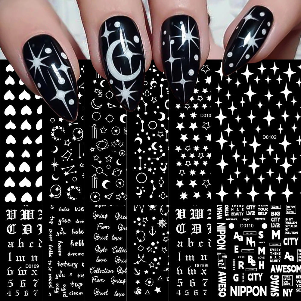 6pcs/set High Gloss Reflective Nail Sticker Gold Silver Aurora Wave Lines 3D Self - Adhesive Nail Art Decal Design Manicure Tool - Paola Center