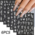 6pcs/set High Gloss Reflective Nail Sticker Gold Silver Aurora Wave Lines 3D Self - Adhesive Nail Art Decal Design Manicure Tool - Paola Center