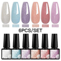 6Pcs/Set Purple Glitter Bright Gel Nail Polish Set Semi Permanent Spring Summer Colors Series Soak Off UV Nail Art Gel Varnish - Paola Center