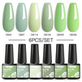 6Pcs/Set Purple Glitter Bright Gel Nail Polish Set Semi Permanent Spring Summer Colors Series Soak Off UV Nail Art Gel Varnish - Paola Center