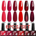 6Pcs/Set Purple Glitter Bright Gel Nail Polish Set Semi Permanent Spring Summer Colors Series Soak Off UV Nail Art Gel Varnish - Paola Center