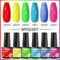 6Pcs/Set Purple Glitter Bright Gel Nail Polish Set Semi Permanent Spring Summer Colors Series Soak Off UV Nail Art Gel Varnish - Paola Center