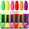 6Pcs/Set Purple Glitter Bright Gel Nail Polish Set Semi Permanent Spring Summer Colors Series Soak Off UV Nail Art Gel Varnish - Paola Center