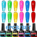 6Pcs/Set Purple Glitter Bright Gel Nail Polish Set Semi Permanent Spring Summer Colors Series Soak Off UV Nail Art Gel Varnish - Paola Center