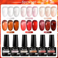 6Pcs/Set Purple Glitter Bright Gel Nail Polish Set Semi Permanent Spring Summer Colors Series Soak Off UV Nail Art Gel Varnish - Paola Center