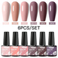 6Pcs/Set Purple Glitter Bright Gel Nail Polish Set Semi Permanent Spring Summer Colors Series Soak Off UV Nail Art Gel Varnish - Paola Center