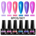 6Pcs/Set Purple Glitter Bright Gel Nail Polish Set Semi Permanent Spring Summer Colors Series Soak Off UV Nail Art Gel Varnish - Paola Center