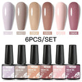 6Pcs/Set Purple Glitter Bright Gel Nail Polish Set Semi Permanent Spring Summer Colors Series Soak Off UV Nail Art Gel Varnish - Paola Center