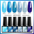 6Pcs/Set Purple Glitter Bright Gel Nail Polish Set Semi Permanent Spring Summer Colors Series Soak Off UV Nail Art Gel Varnish - Paola Center