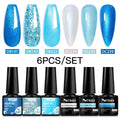 6Pcs/Set Purple Glitter Bright Gel Nail Polish Set Semi Permanent Spring Summer Colors Series Soak Off UV Nail Art Gel Varnish - Paola Center