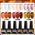 6Pcs/Set Purple Glitter Bright Gel Nail Polish Set Semi Permanent Spring Summer Colors Series Soak Off UV Nail Art Gel Varnish - Paola Center
