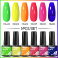 6Pcs/Set Purple Glitter Bright Gel Nail Polish Set Semi Permanent Spring Summer Colors Series Soak Off UV Nail Art Gel Varnish - Paola Center