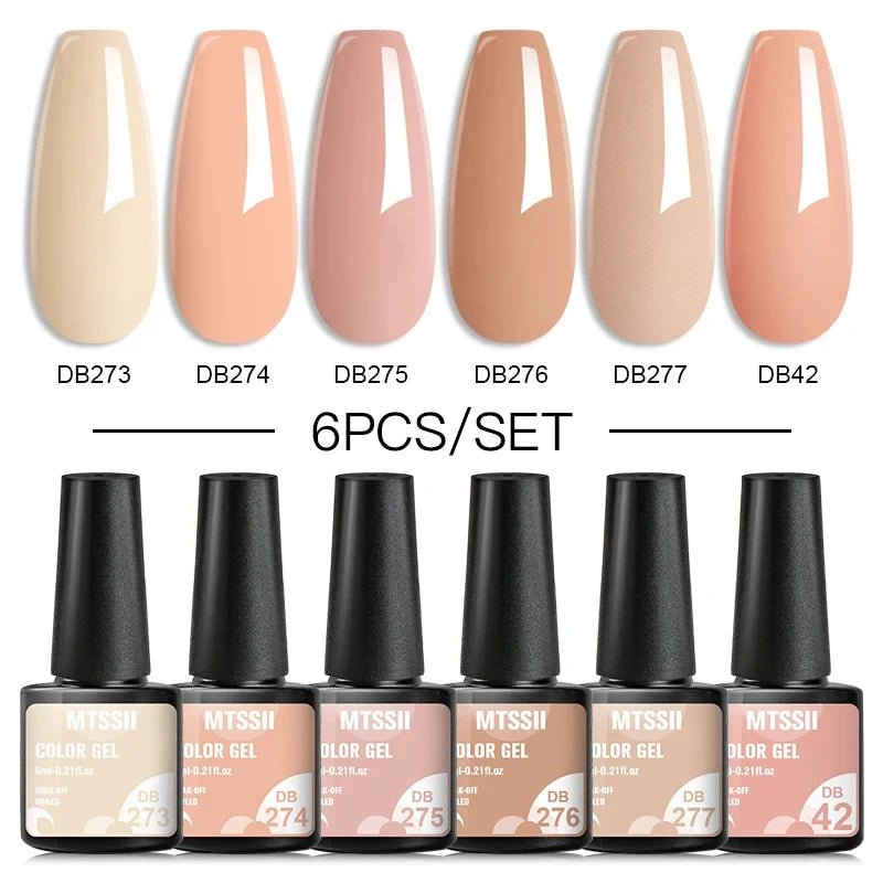 6Pcs/Set Purple Glitter Bright Gel Nail Polish Set Semi Permanent Spring Summer Colors Series Soak Off UV Nail Art Gel Varnish - Paola Center