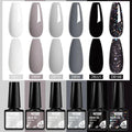 6Pcs/Set Purple Glitter Bright Gel Nail Polish Set Semi Permanent Spring Summer Colors Series Soak Off UV Nail Art Gel Varnish - Paola Center