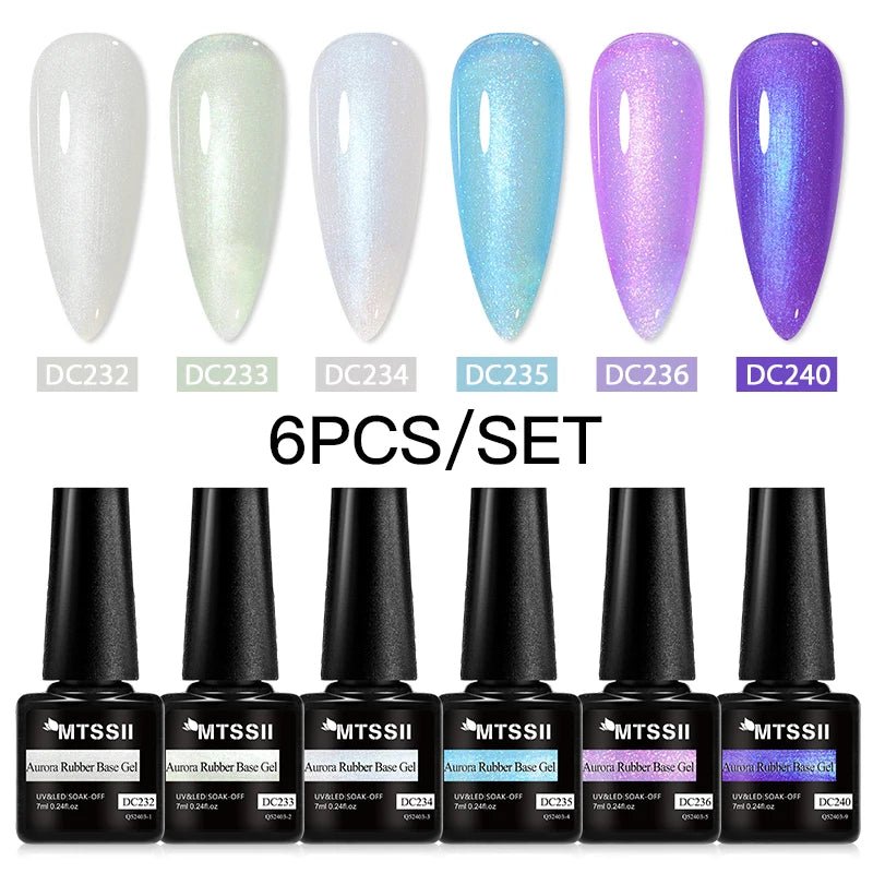 6Pcs/Set Purple Glitter Bright Gel Nail Polish Set Semi Permanent Spring Summer Colors Series Soak Off UV Nail Art Gel Varnish - Paola Center