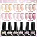 6Pcs/Set Purple Glitter Bright Gel Nail Polish Set Semi Permanent Spring Summer Colors Series Soak Off UV Nail Art Gel Varnish - Paola Center