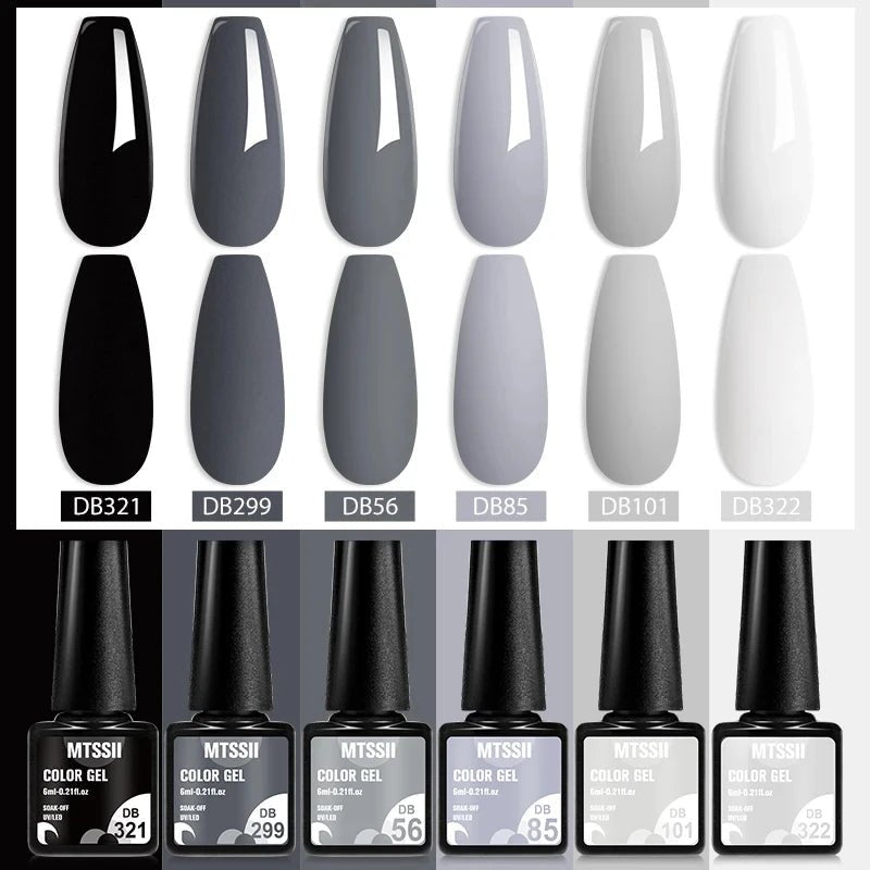 6Pcs/Set Purple Glitter Bright Gel Nail Polish Set Semi Permanent Spring Summer Colors Series Soak Off UV Nail Art Gel Varnish - Paola Center