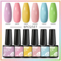 6Pcs/Set Purple Glitter Bright Gel Nail Polish Set Semi Permanent Spring Summer Colors Series Soak Off UV Nail Art Gel Varnish - Paola Center