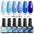6Pcs/Set Purple Glitter Bright Gel Nail Polish Set Semi Permanent Spring Summer Colors Series Soak Off UV Nail Art Gel Varnish - Paola Center