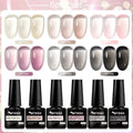6Pcs/Set Purple Glitter Bright Gel Nail Polish Set Semi Permanent Spring Summer Colors Series Soak Off UV Nail Art Gel Varnish - Paola Center
