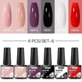 6Pcs/Set Purple Glitter Bright Gel Nail Polish Set Semi Permanent Spring Summer Colors Series Soak Off UV Nail Art Gel Varnish - Paola Center