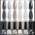 6Pcs/Set Purple Glitter Bright Gel Nail Polish Set Semi Permanent Spring Summer Colors Series Soak Off UV Nail Art Gel Varnish - Paola Center
