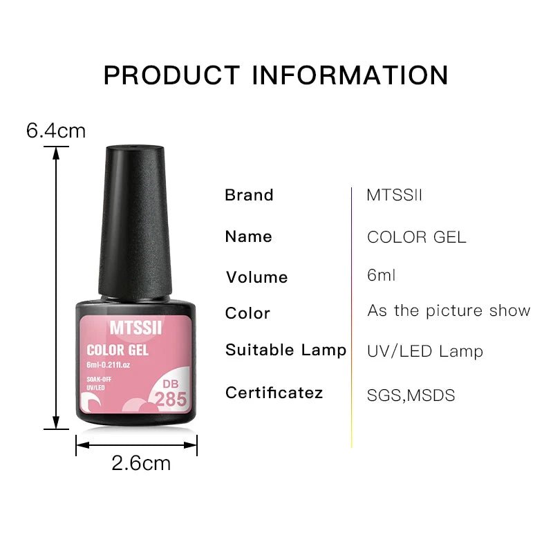 6Pcs/Set Purple Glitter Bright Gel Nail Polish Set Semi Permanent Spring Summer Colors Series Soak Off UV Nail Art Gel Varnish - Paola Center