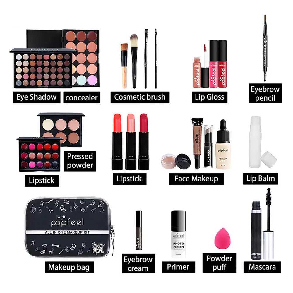 Make Up Sets Eyeshadow Lipstick Eyebrow Concealer Powder Brush Complete Cosmetics Kit For Female Beginner Student Full Set